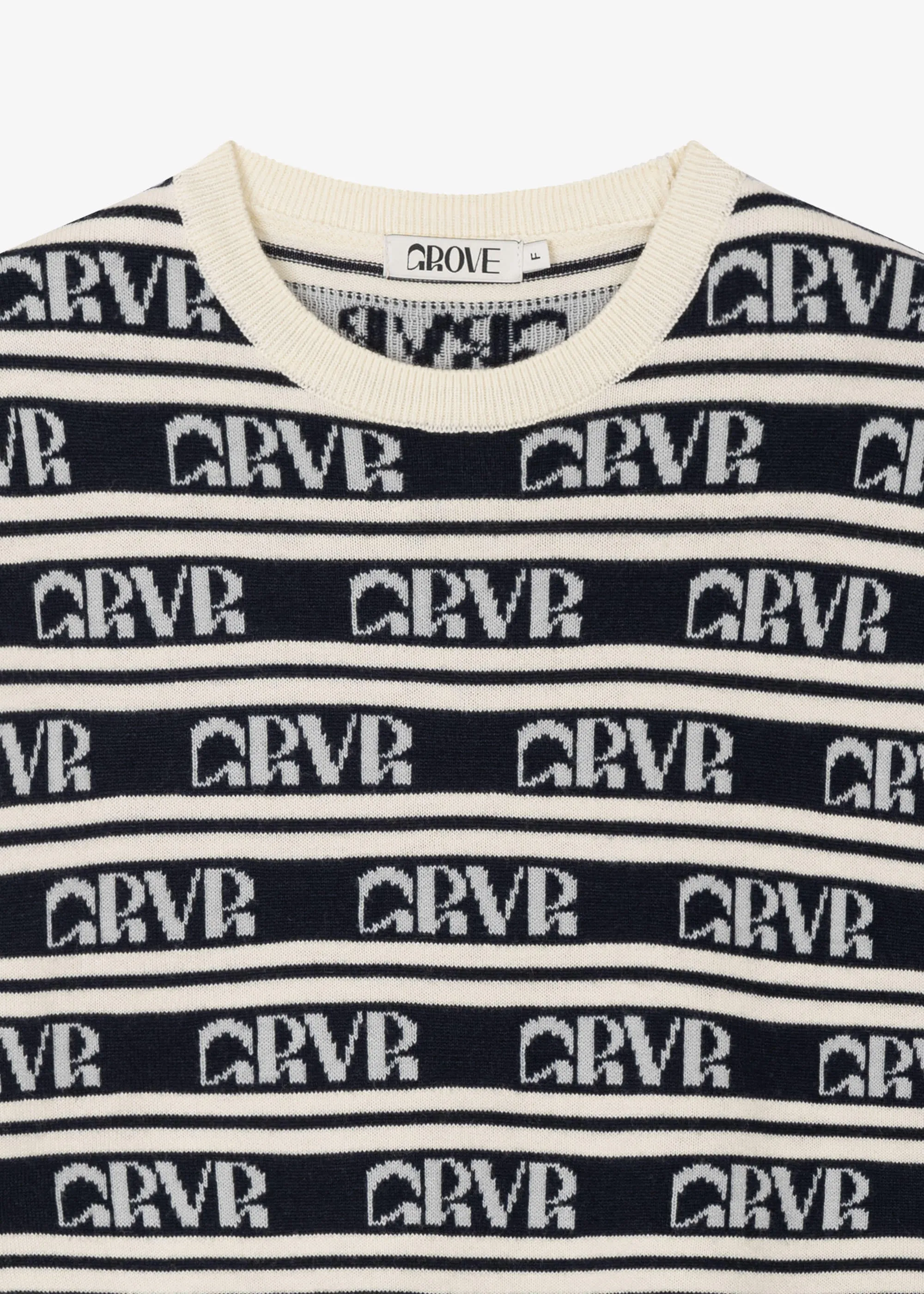 GROVE  |Stripes Street Style Short Sleeves Logo V-neck & Crew neck