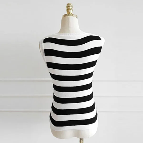 gumzzi  |Crew Neck Stripes Sleeveless Tanks & Camisoles