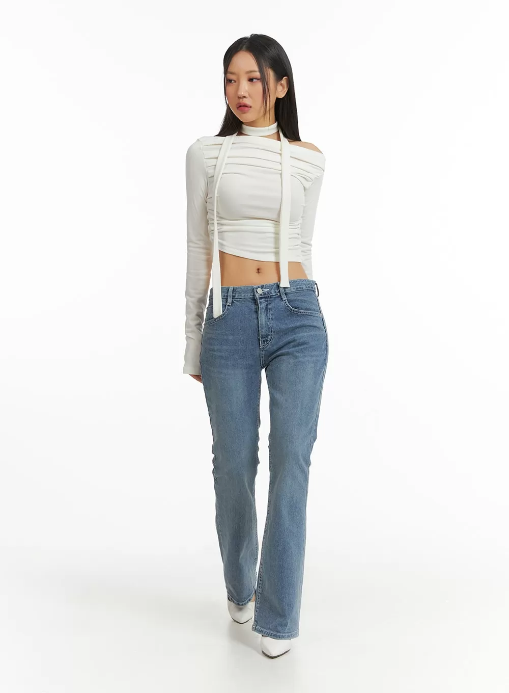 High Waist Cropped Straight Leg Jeans CJ425