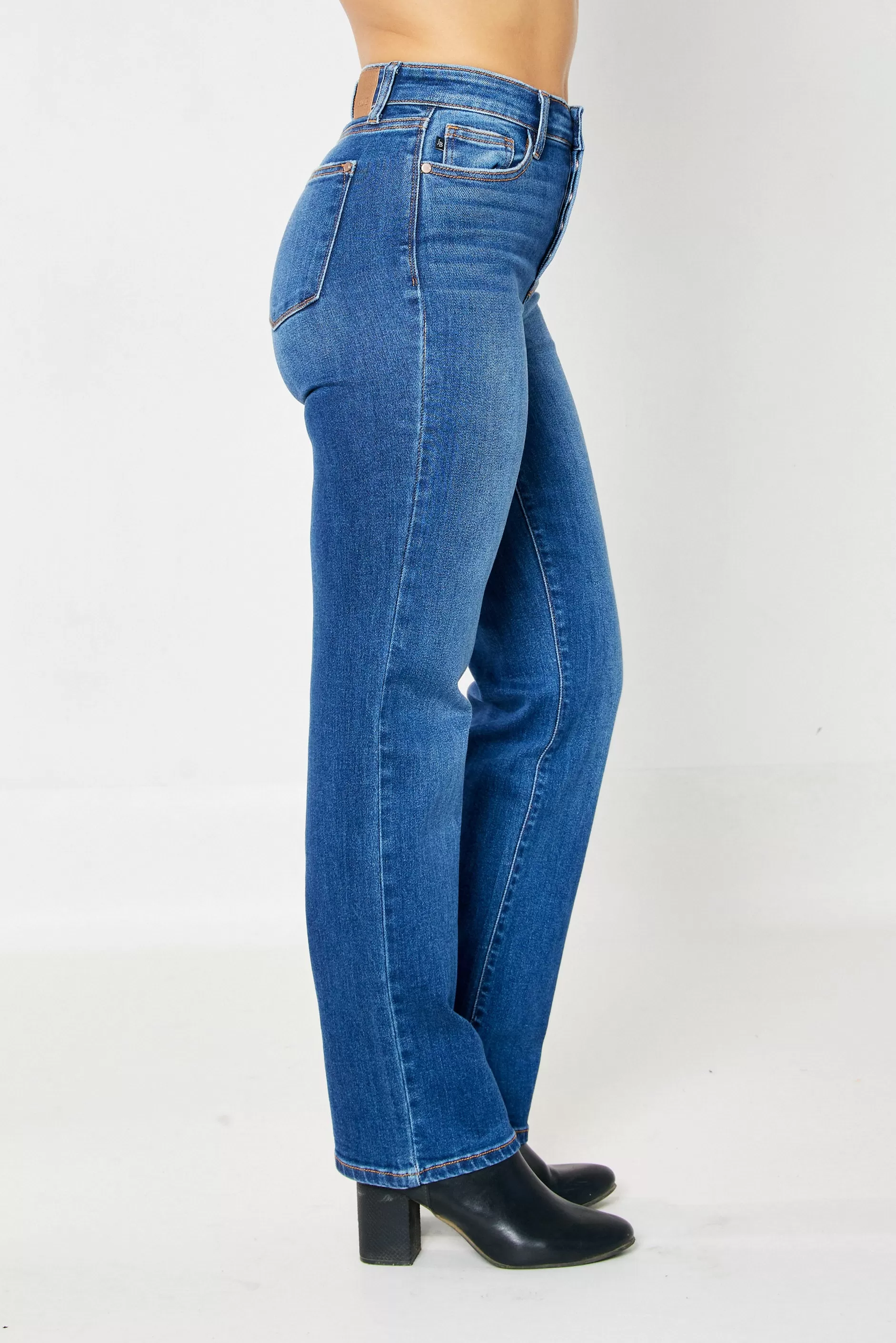 HIGH WAIST HIDDEN BUTTON-FLY STRAIGHT LEG JEANS-Judy Blue