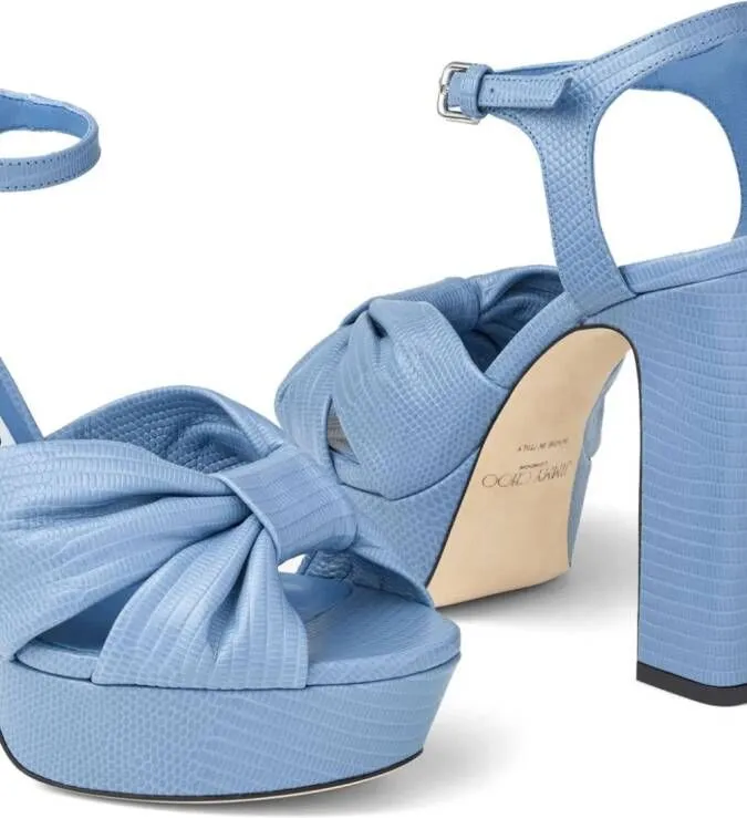 Jimmy Choo Heloise 120mm snakeskin-effect sandals Blue