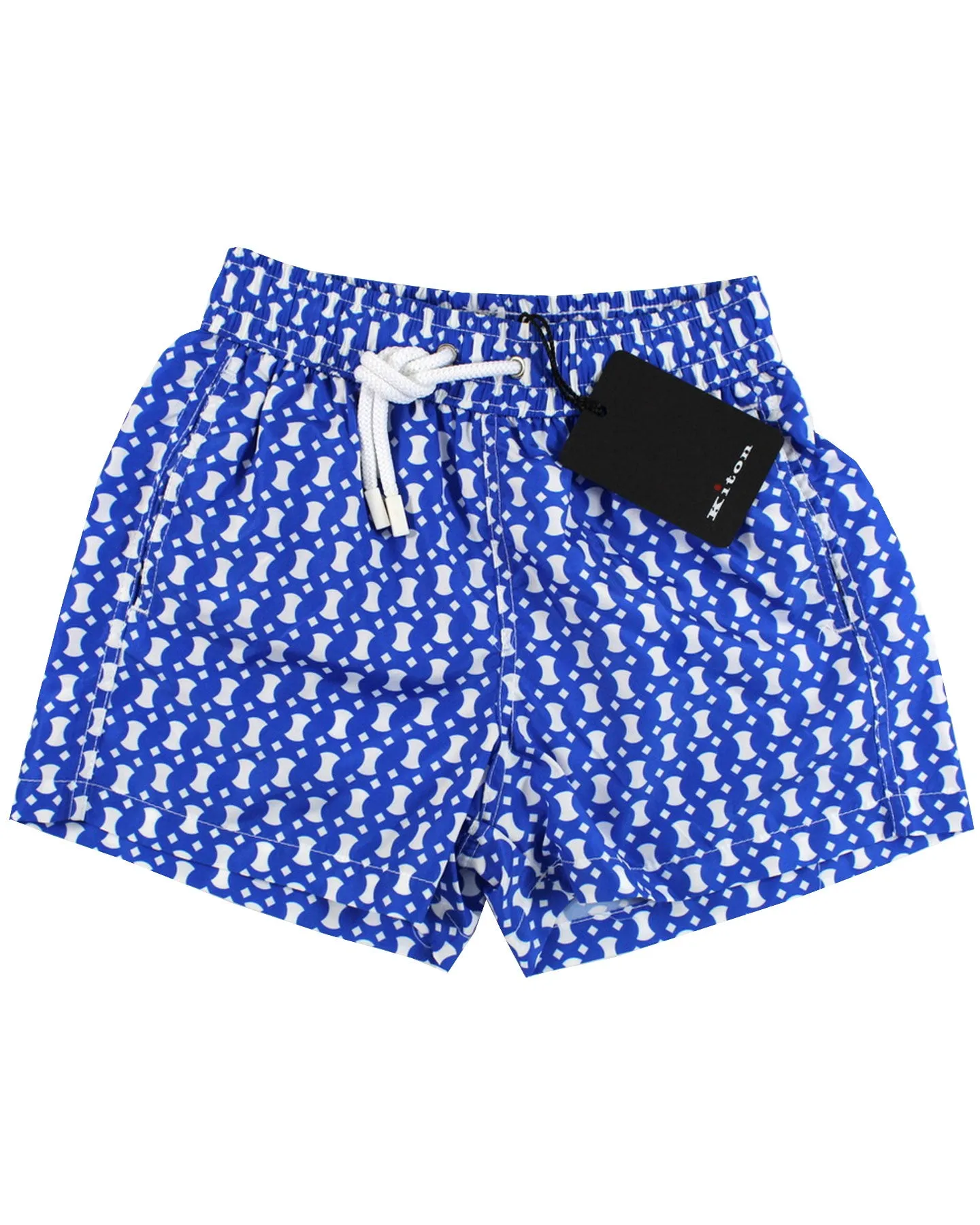 Kiton Kids Swim Shorts Navy White Geometric - Kids 4 Years Old