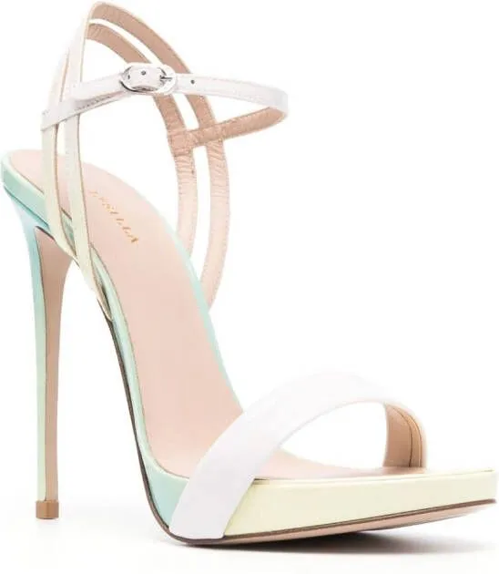 Le Silla Gwen 120mm patent leather sandals Green