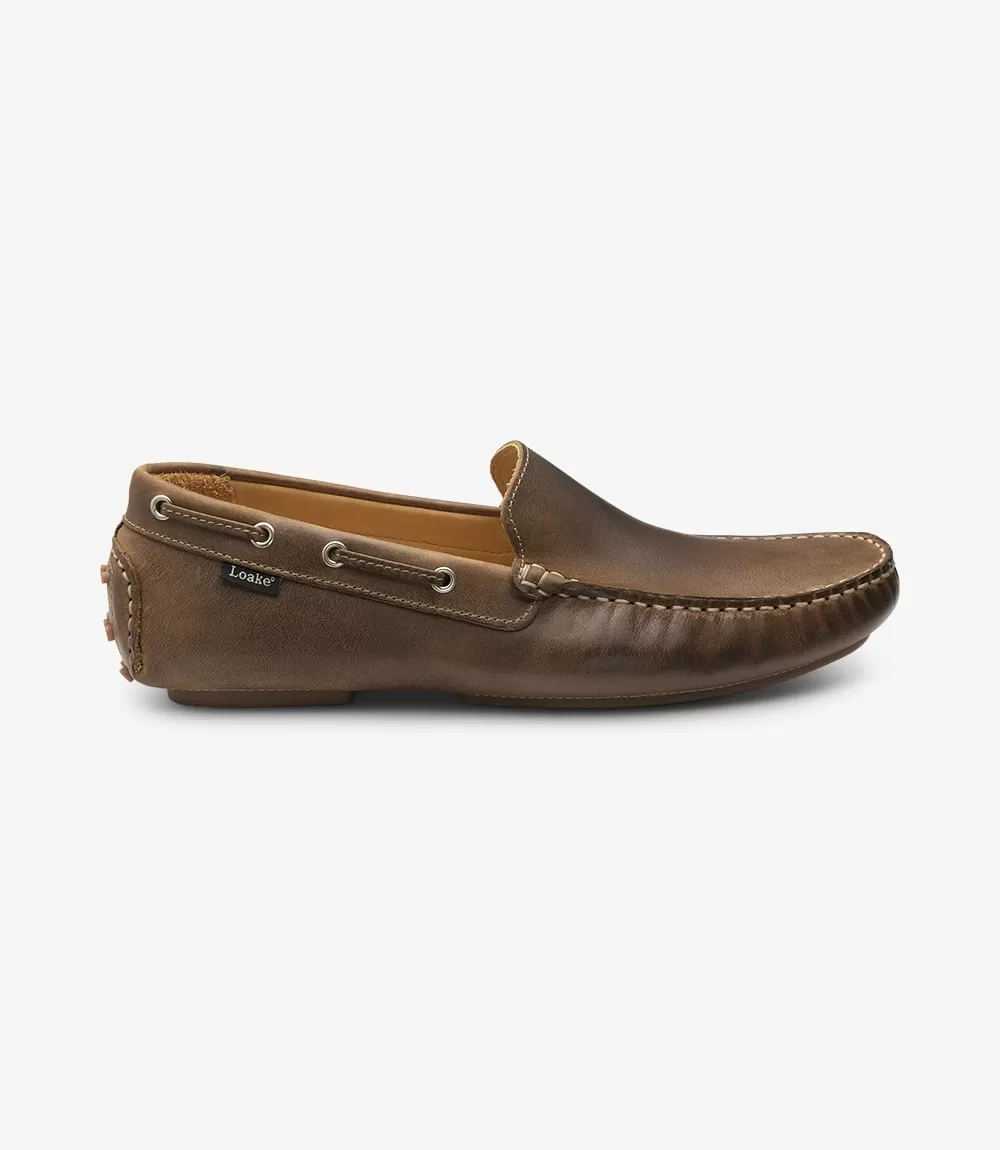 LOAKE  Donington - Suede Driving Shoes - Brown Waxy