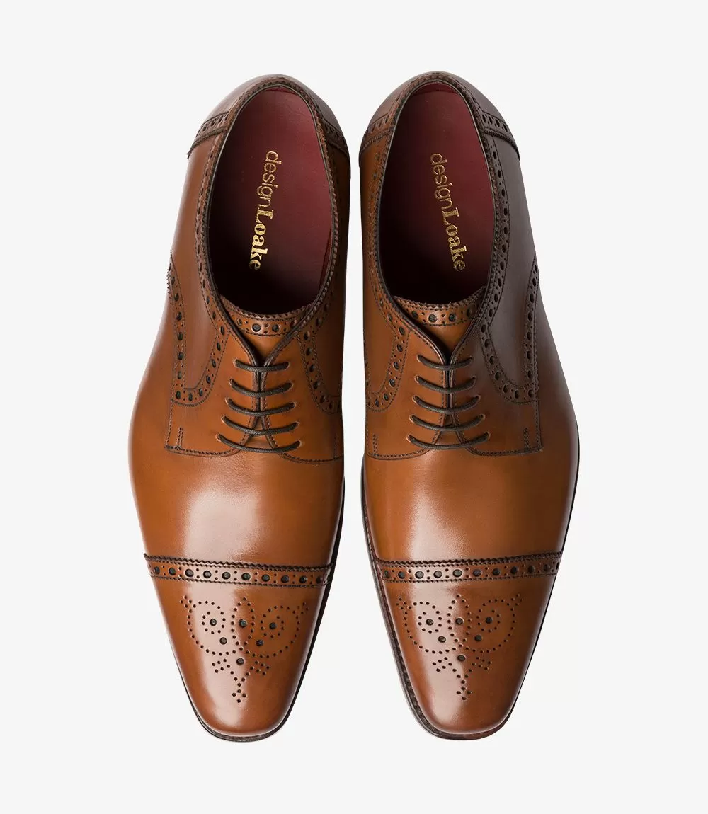 LOAKE Foley Stylish Brogue Derby Shoes - CEDAR