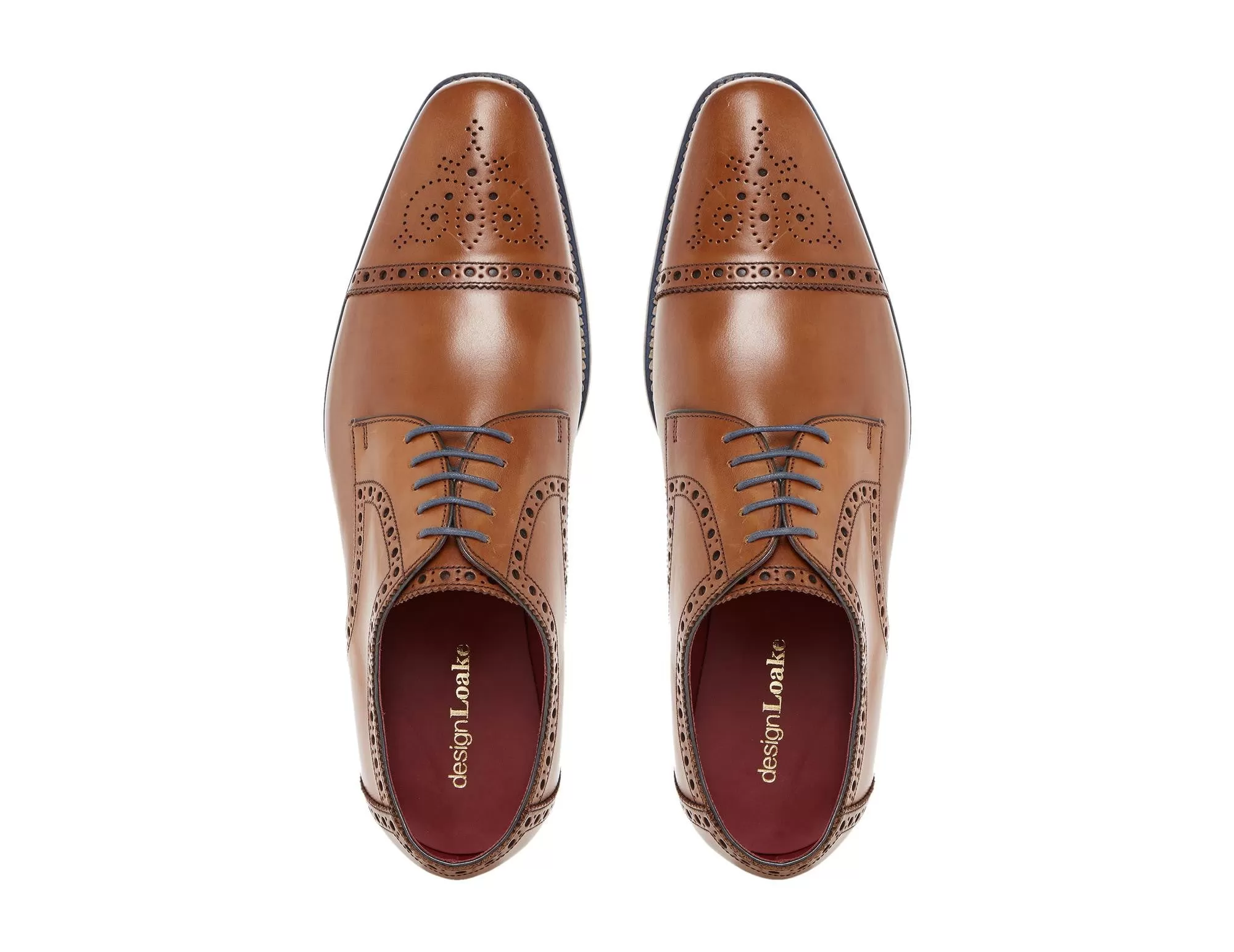 LOAKE Foley Stylish Brogue Derby Shoes - Tan