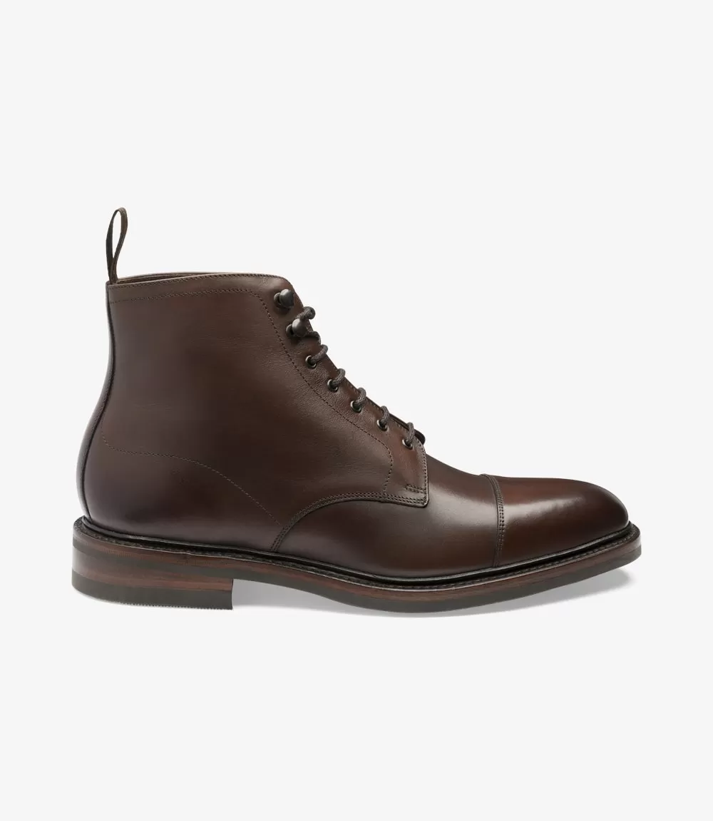 LOAKE - ROEHAMPTON Premium Derby Boot - Dark Brown Burnished Calf