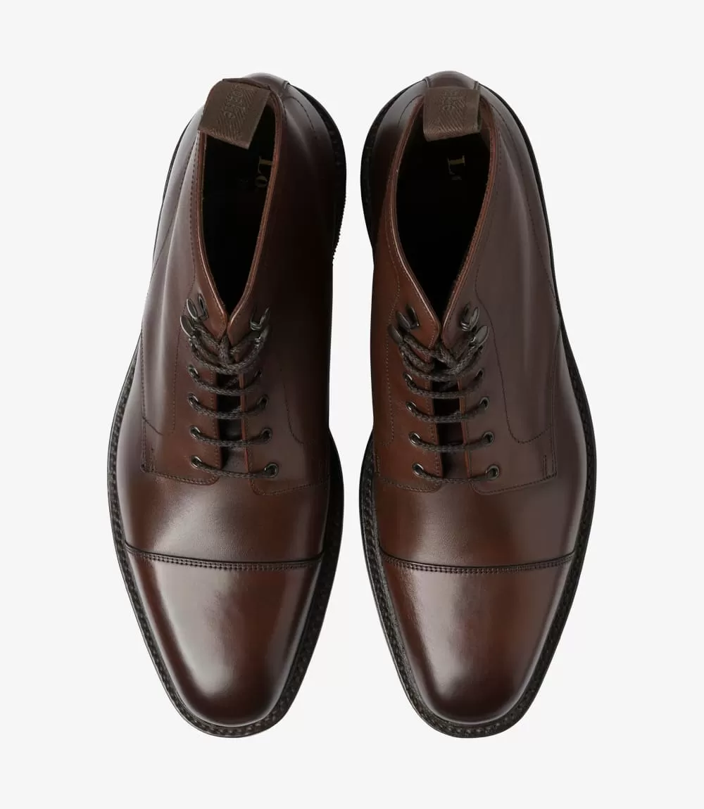 LOAKE - ROEHAMPTON Premium Derby Boot - Dark Brown Burnished Calf