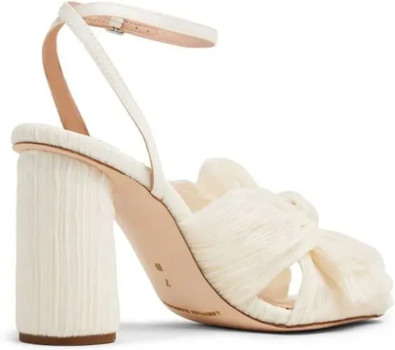 Loeffler Randall Camellia pleated-bow 90mm sandals Neutrals