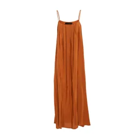 LONG DRESS WITH SHOULDER STRAPS Woman Orange