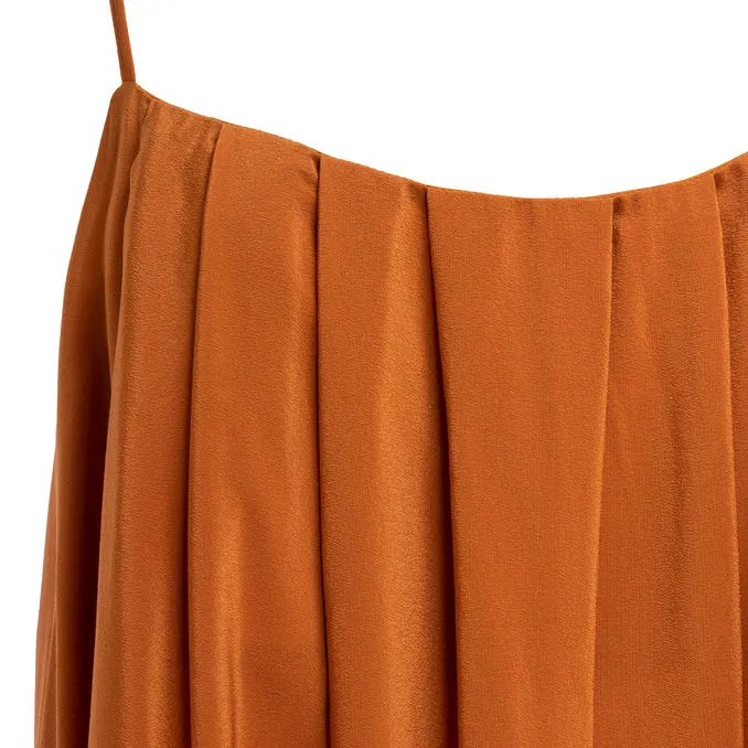 LONG DRESS WITH SHOULDER STRAPS Woman Orange