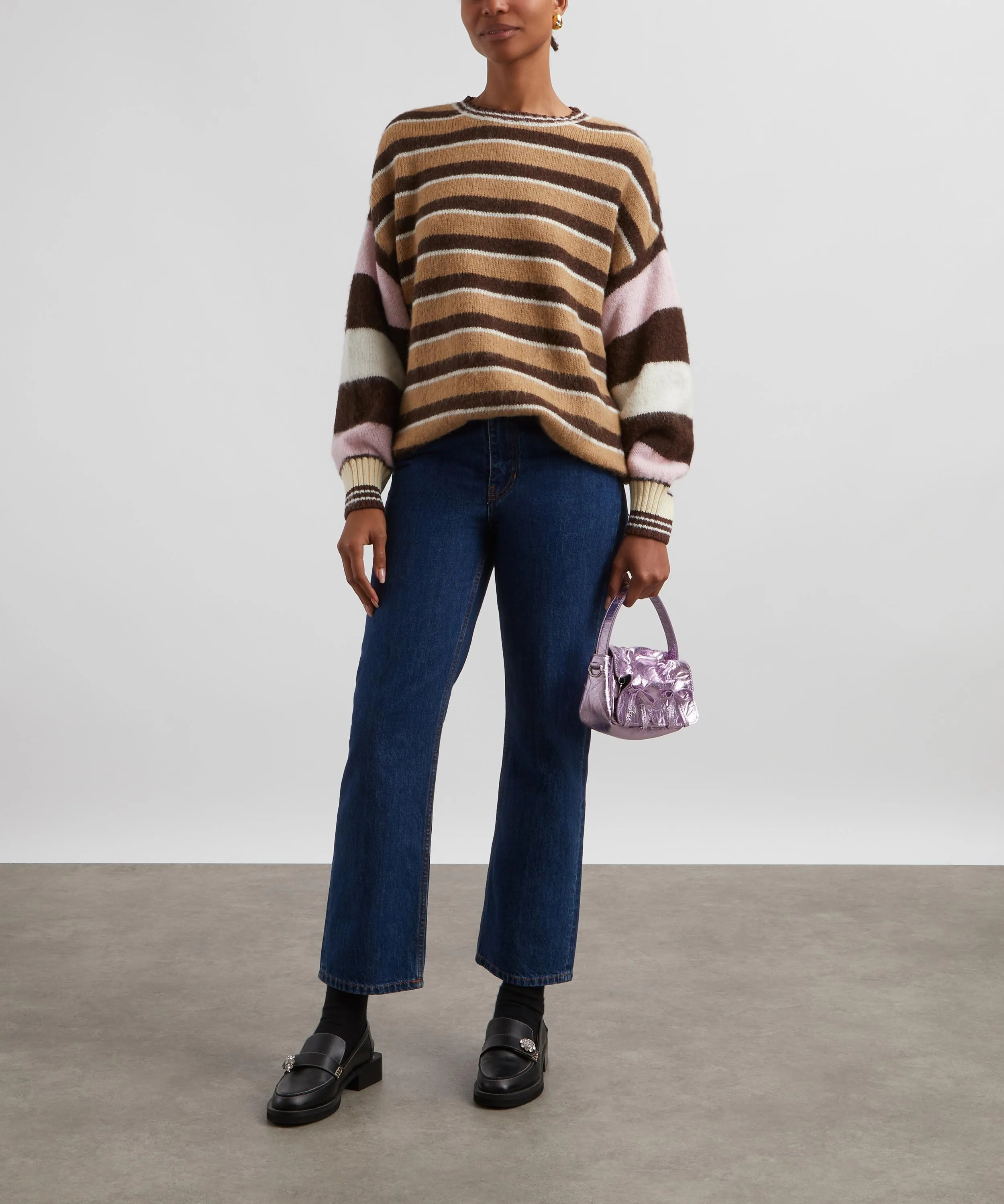 Long Sleeve Multi Stripes Crew-Neck Jumper