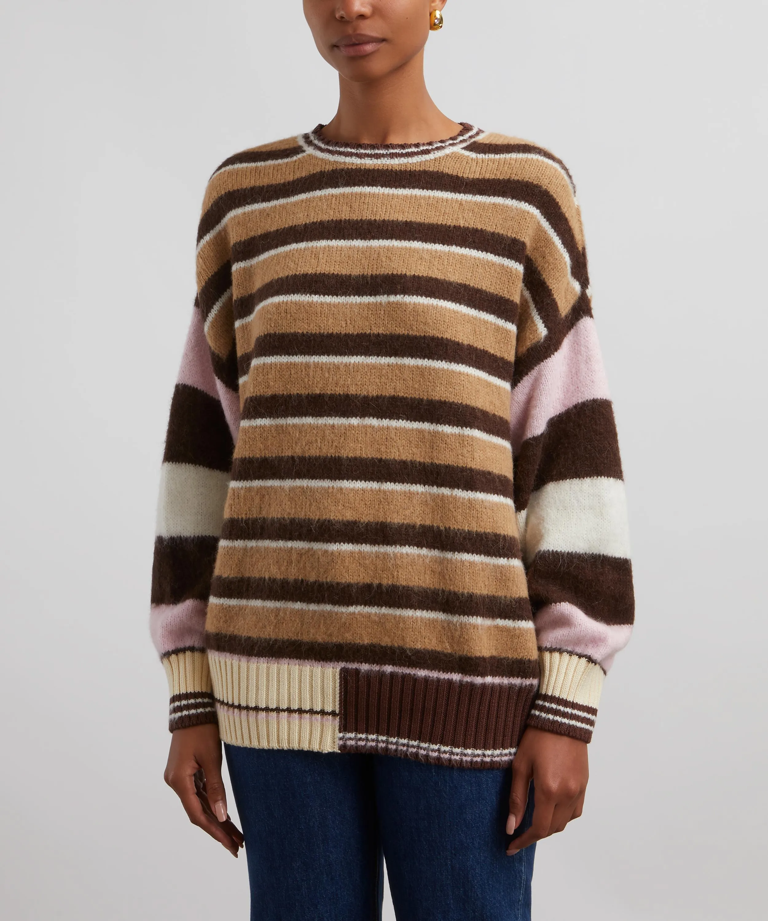 Long Sleeve Multi Stripes Crew-Neck Jumper