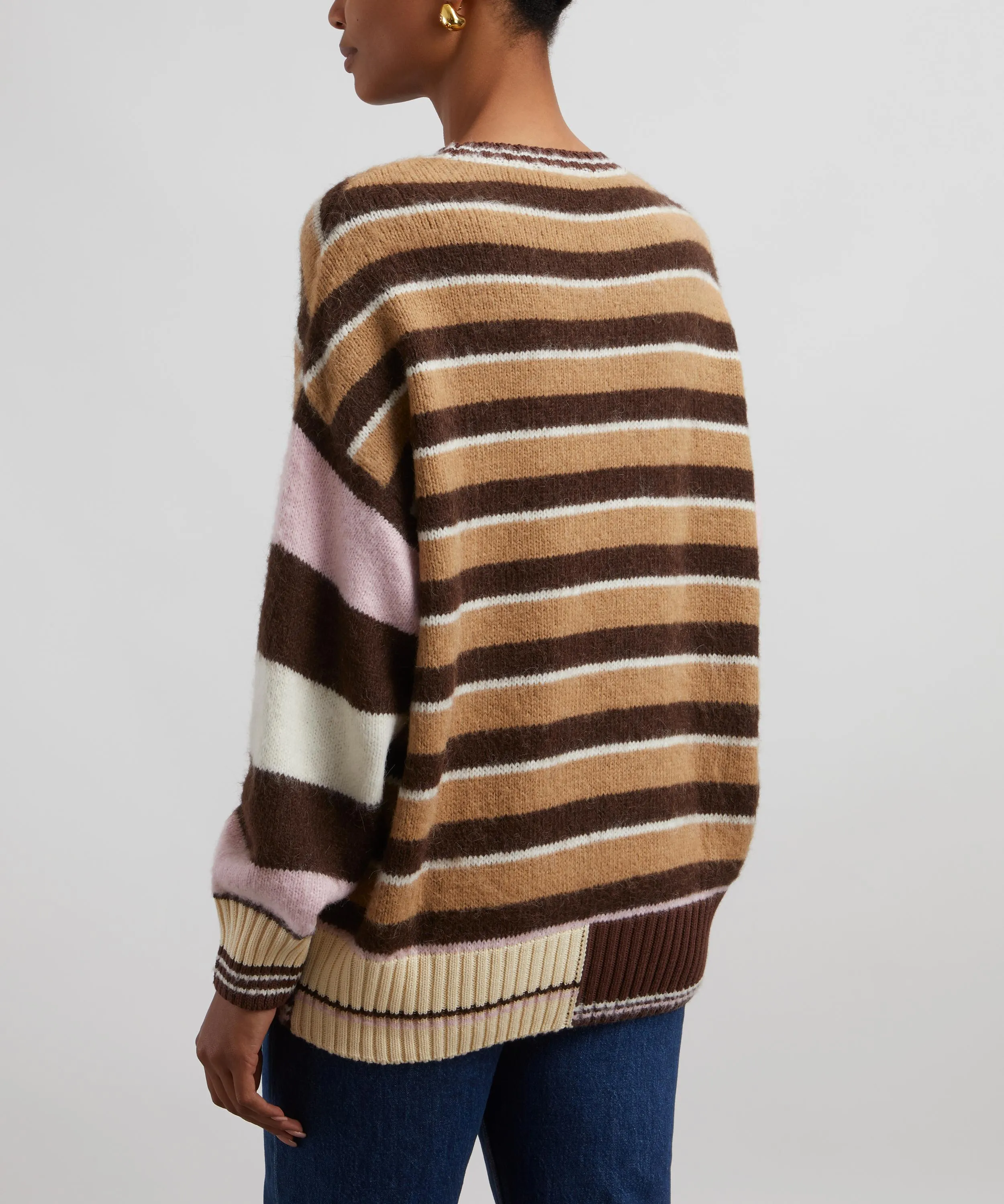 Long Sleeve Multi Stripes Crew-Neck Jumper