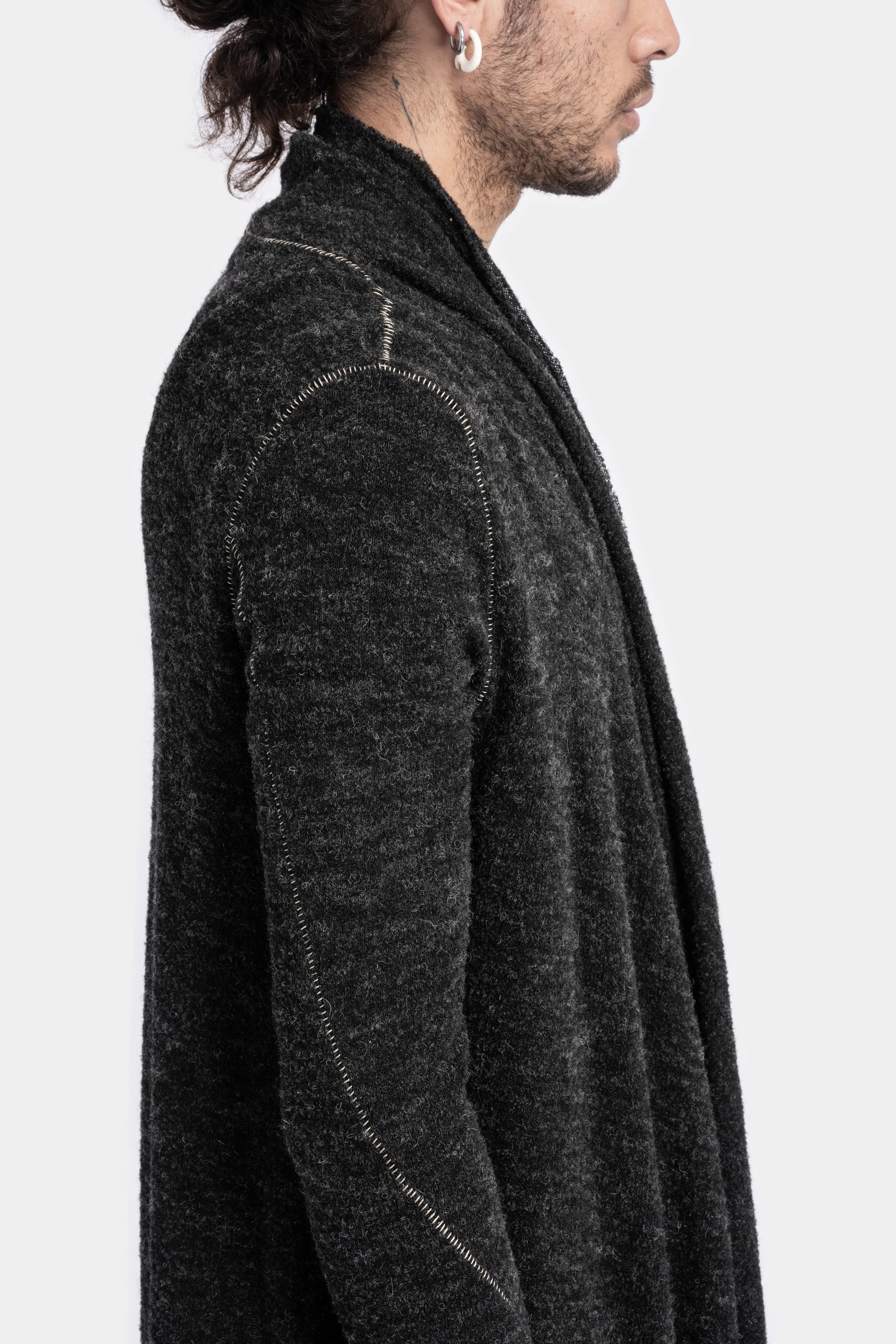 Long wool blend cardigan