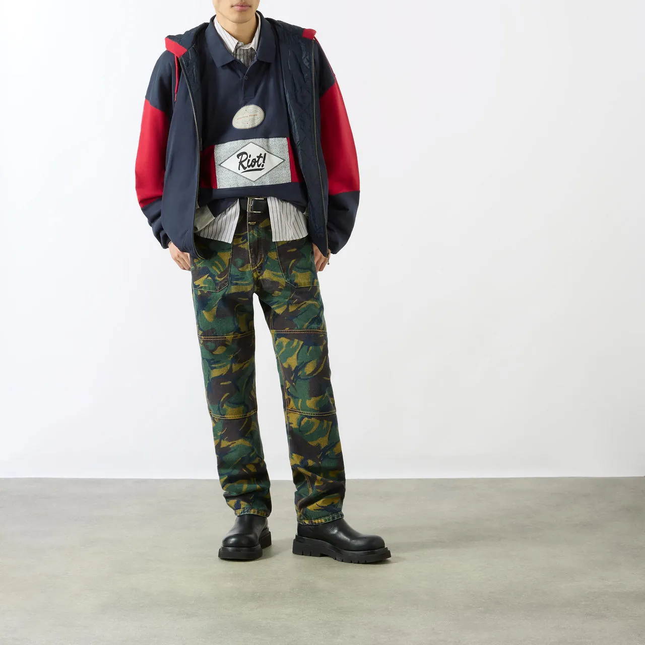 MARTINE ROSE Reversible Camo Straight Leg Jeans - Blue