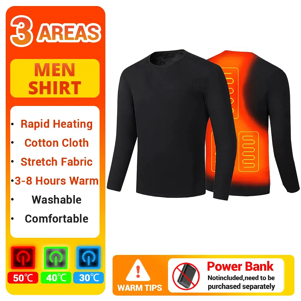 Men Winter Thermal Heated Jacket Vest Heated Underwear Women's Ski Suit USB Electric Heating Clothing Fleece Thermal Long Johns