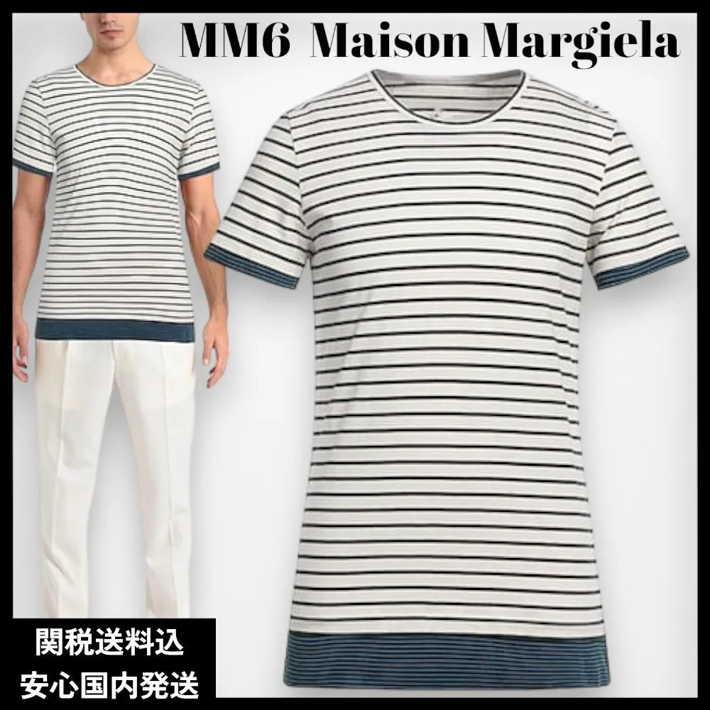 MM6 Maison Margiela  |Crew Neck Stripes Street Style Plain Cotton Short Sleeves