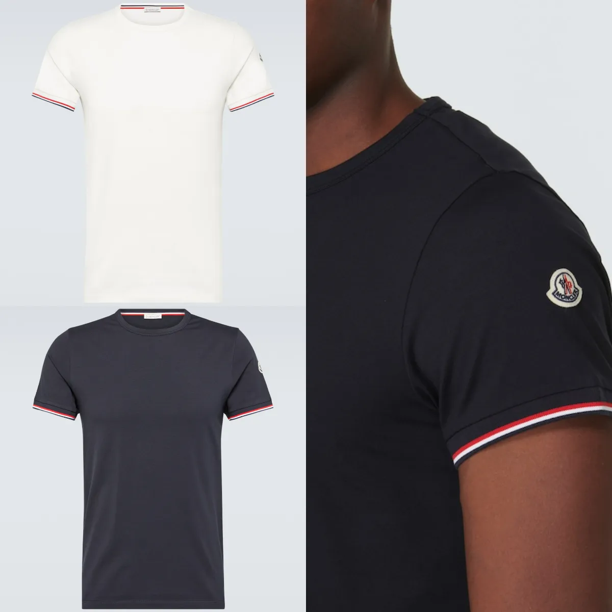 MONCLER  |Crew Neck Stripes Unisex Blended Fabrics Street Style Plain