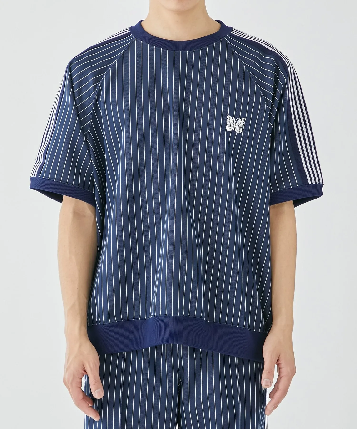 Needles  |Crew Neck Stripes Collaboration Short Sleeves Logo