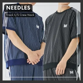 Needles  |Crew Neck Stripes Collaboration Short Sleeves Logo