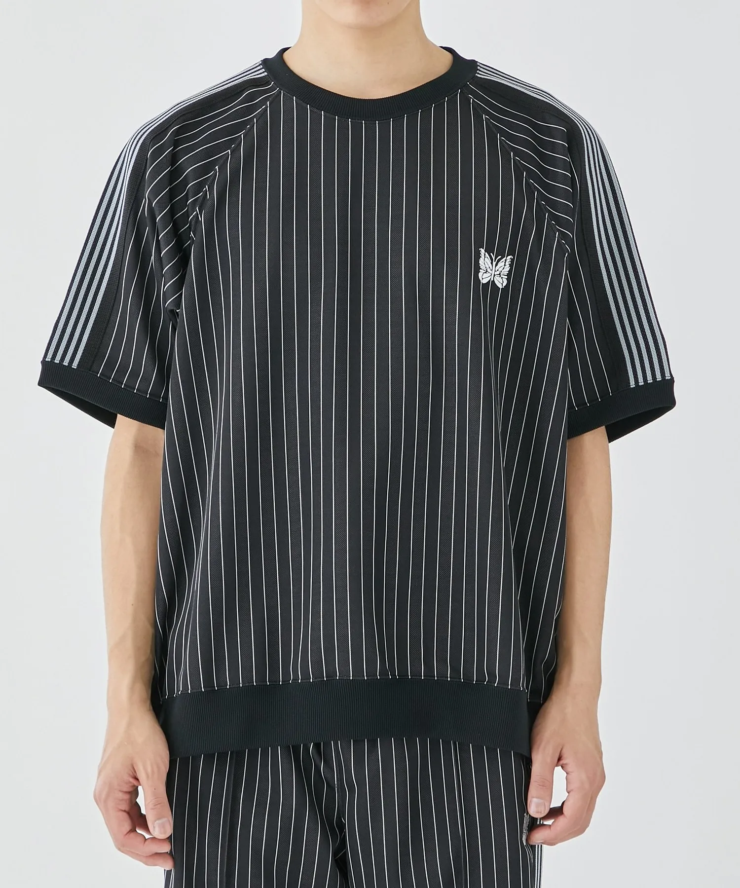 Needles  |Crew Neck Stripes Collaboration Short Sleeves Logo