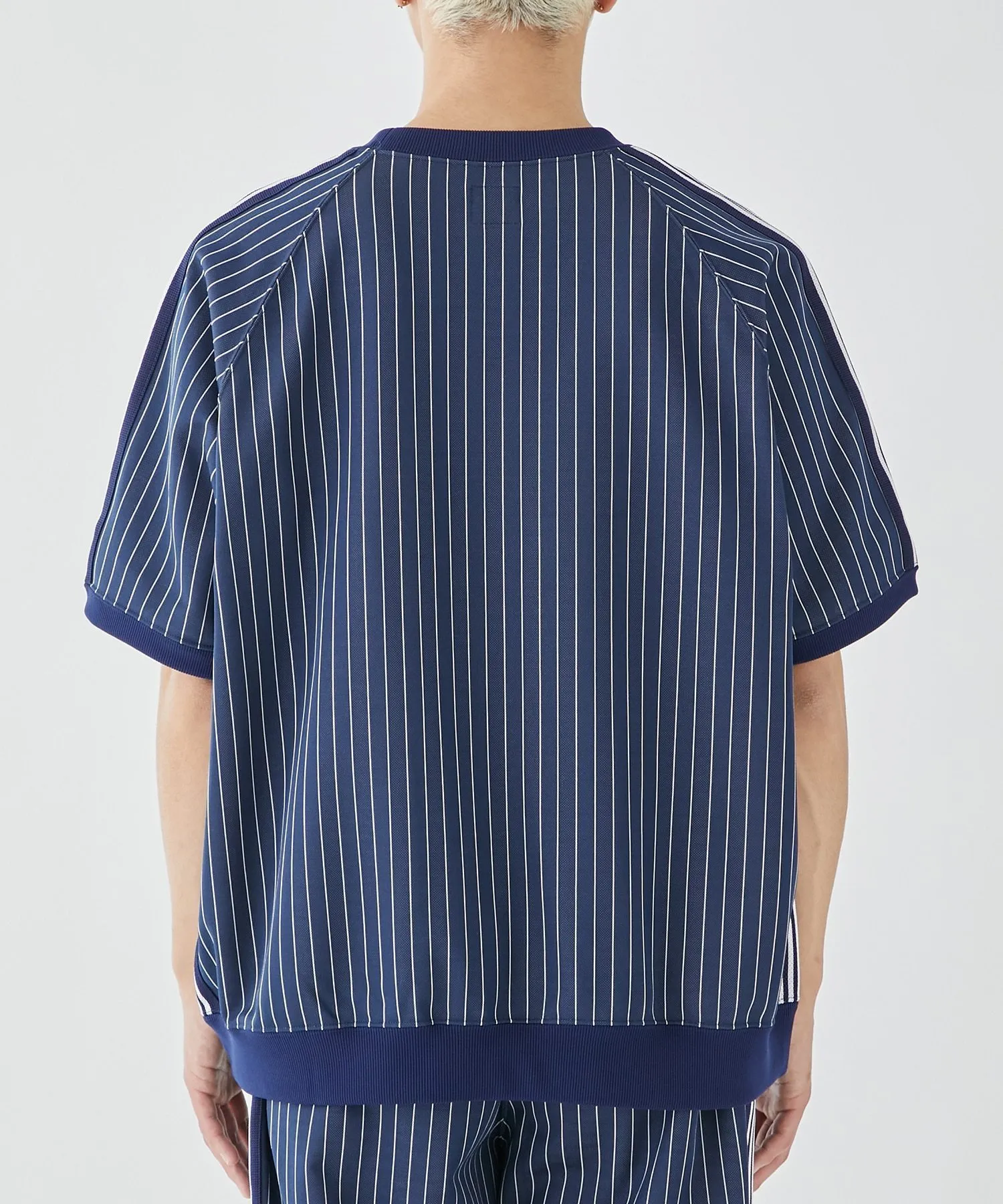 Needles  |Crew Neck Stripes Nylon Street Style Cotton Short Sleeves