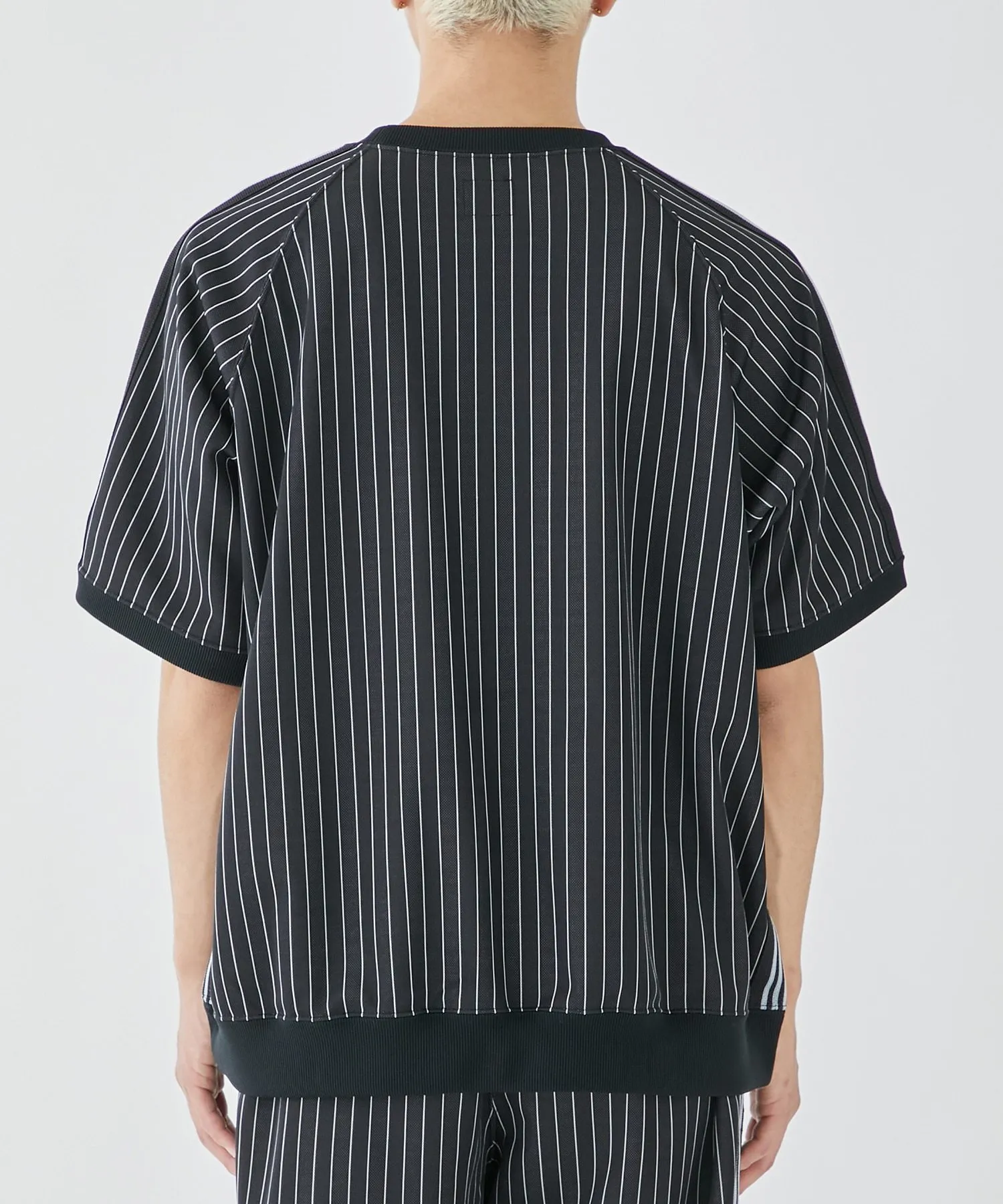 Needles  |Crew Neck Stripes Nylon Street Style Cotton Short Sleeves