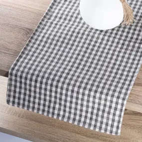 Old Lake George - Table Runner Gray or Dark Navy with creamy white gingham