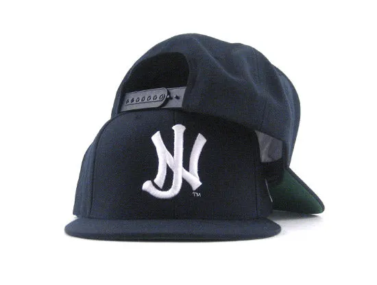 Old School NJ Snapback Hat (Navy White GREEN BOTTOM)