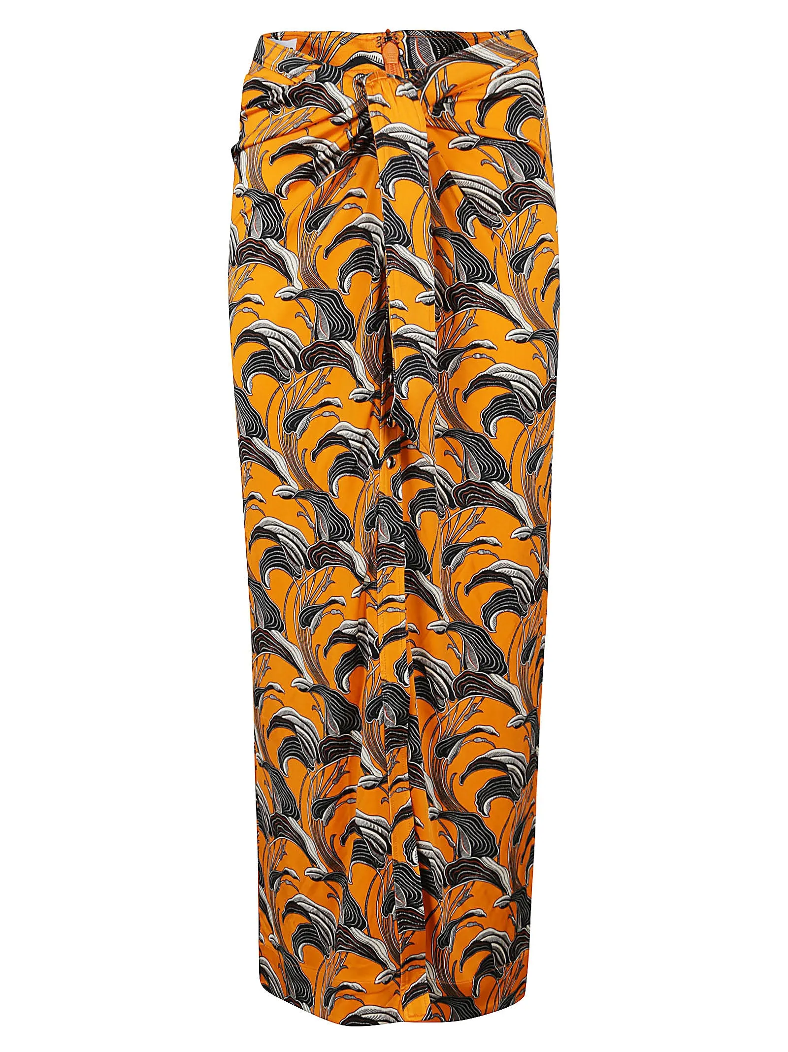 Paco Rabanne Pattern-Printed Ruched Midi Skirt