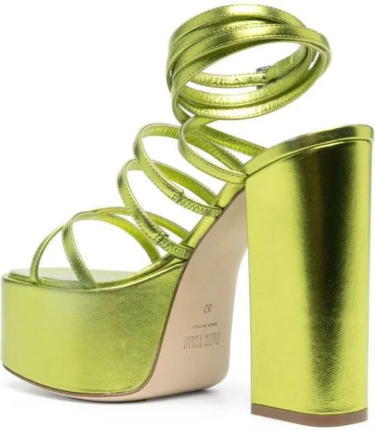 Paris Texas Melena 135mm metallic platform sandals Green