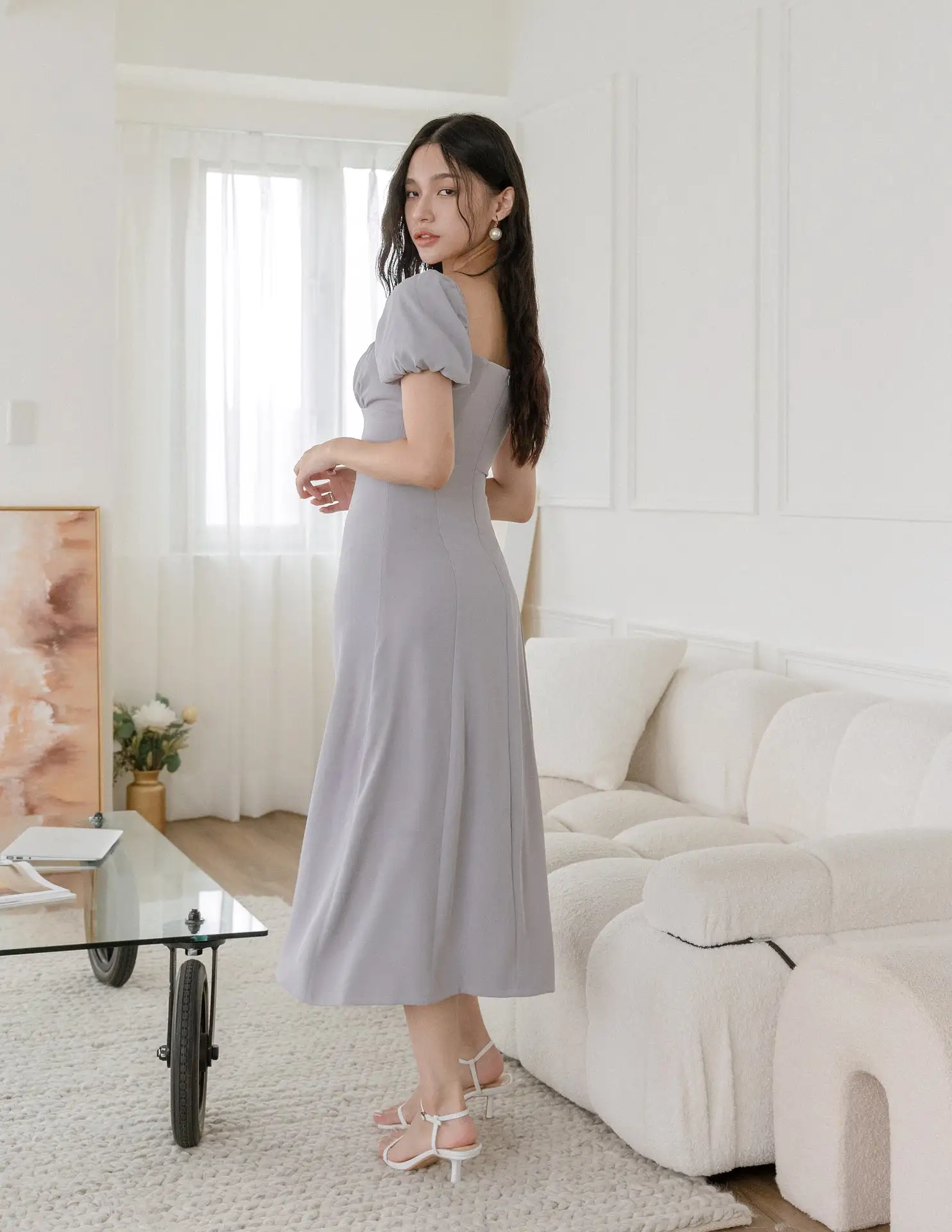 Rosalina Dress in Grey Blue