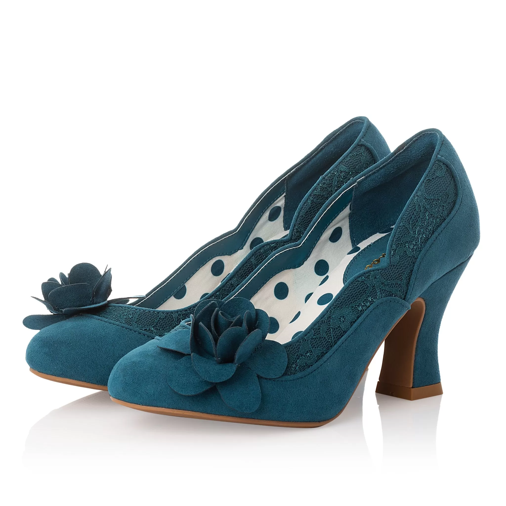 Ruby Shoo Chrissie Petrol Blue Heeled Corsage Court Shoes