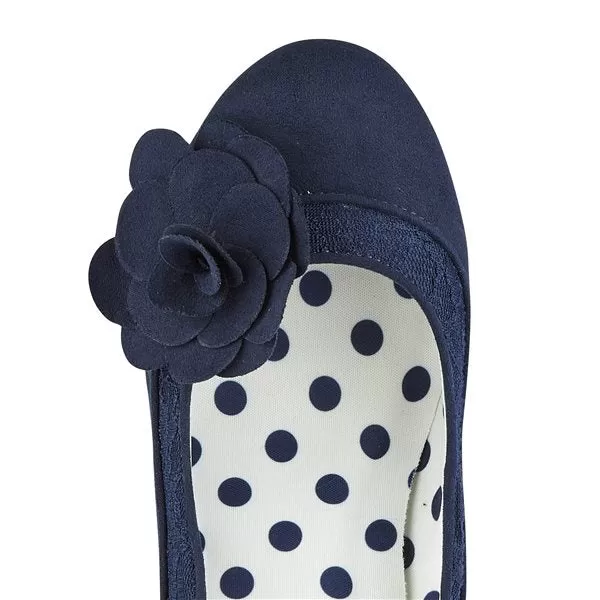 Ruby Shoo Navy Blue Heeled Corsage Court Shoes