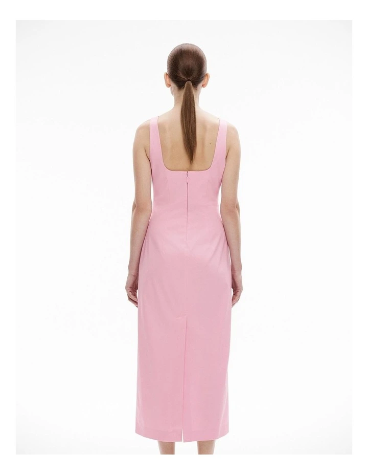 Ruched Midi Dress in Floss Pink