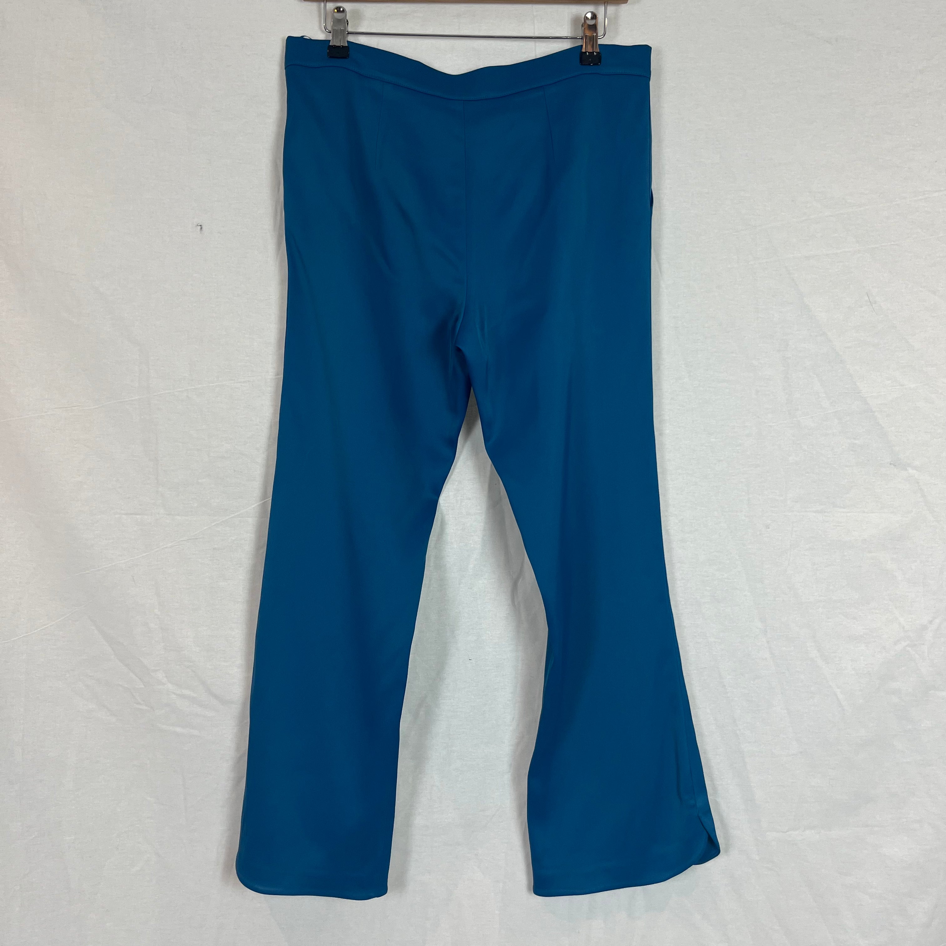 Safiyaa 595 Blue Satin Straight Leg Trousers S