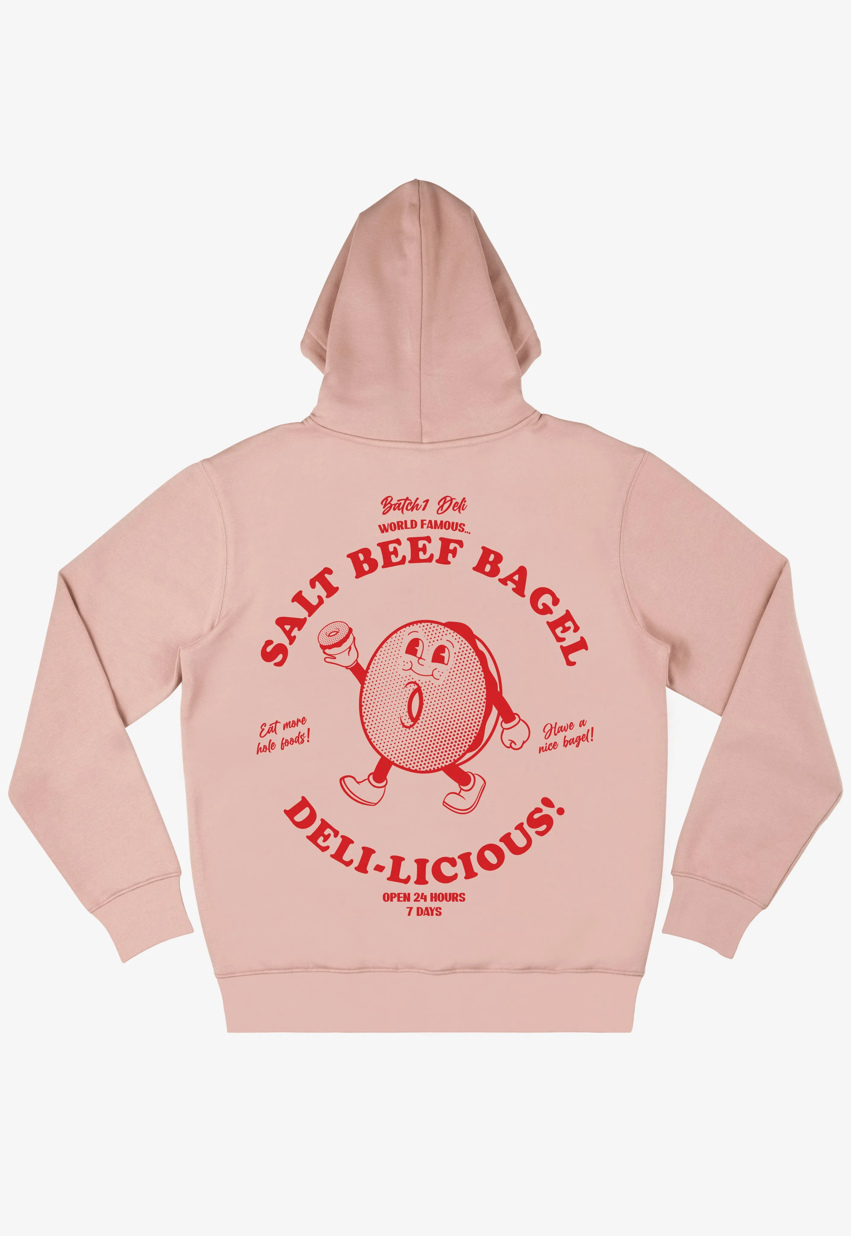 Salt Beef Bagel Hoodie in Peach