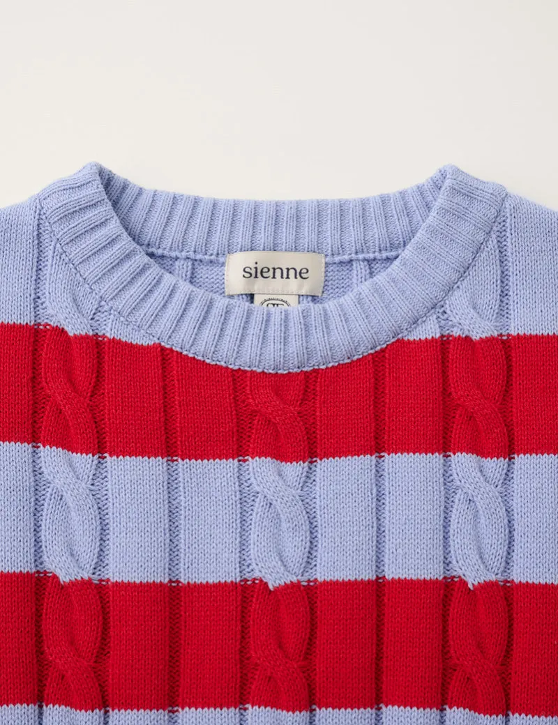 Sienne  |Stripes Street Style Short Sleeves V-neck & Crew neck