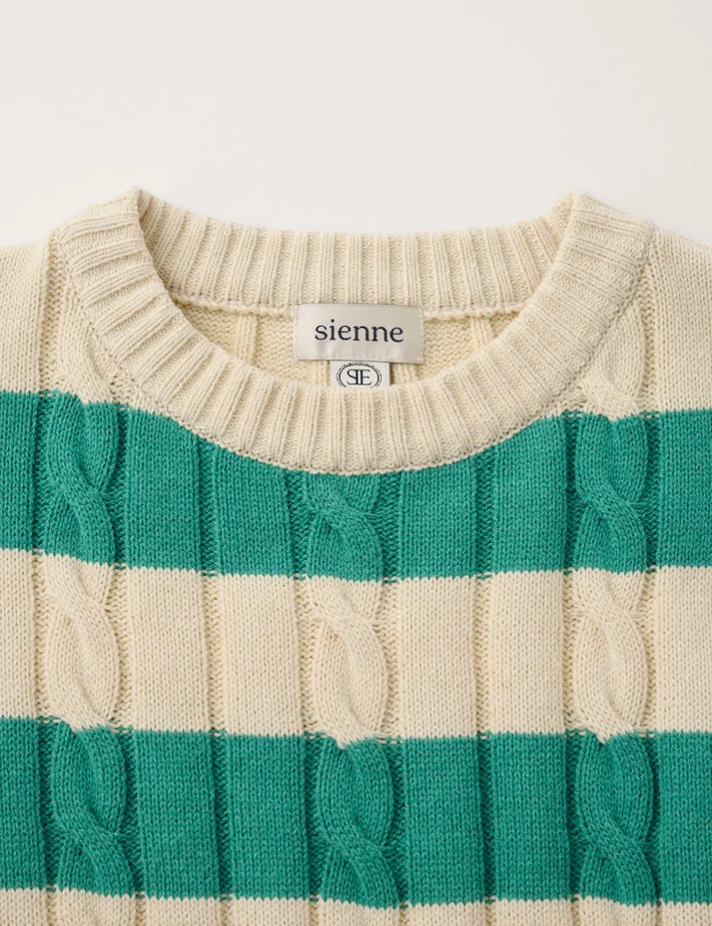 Sienne  |Stripes Street Style Short Sleeves V-neck & Crew neck