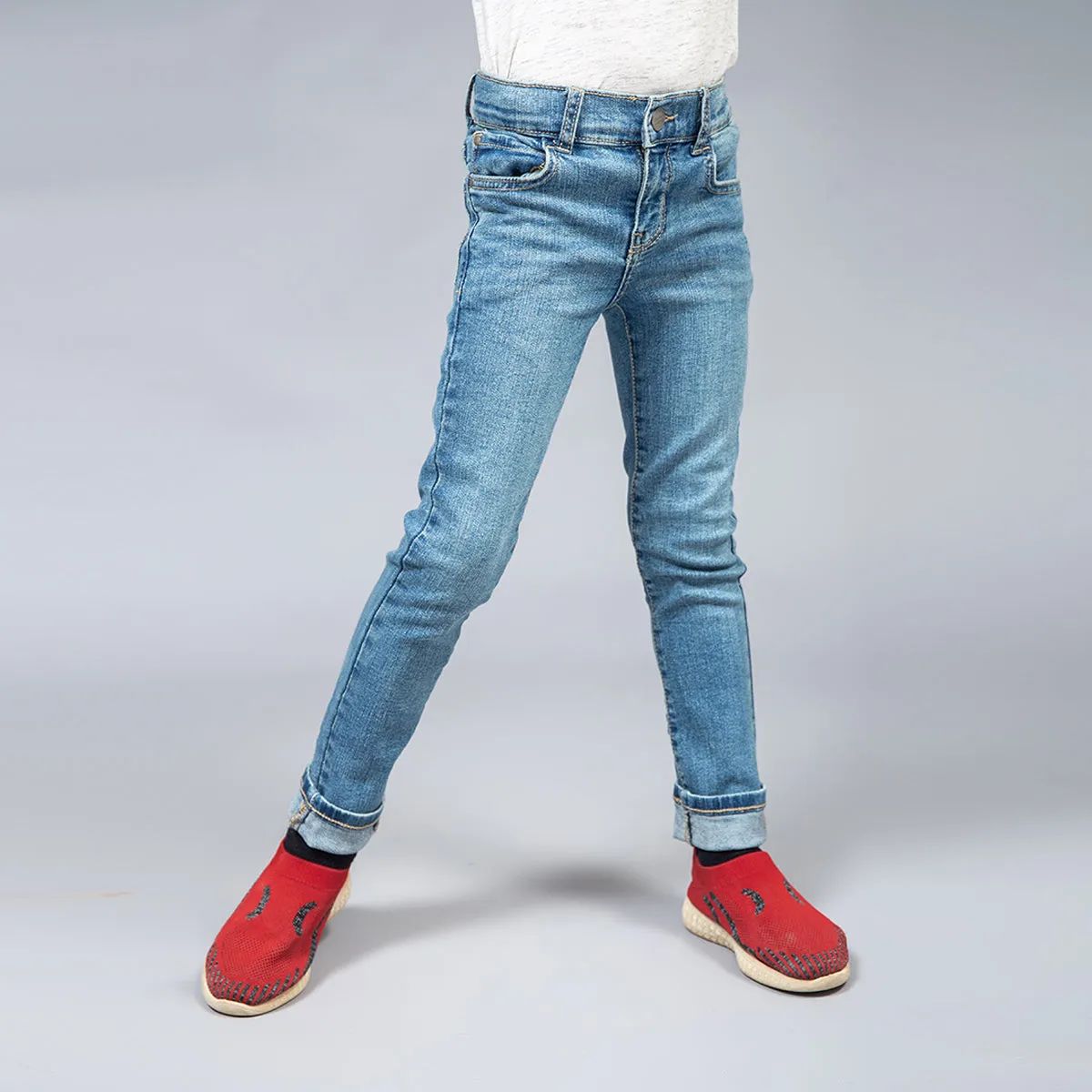 Skinny Denim Jeans - Mid Blue Wash