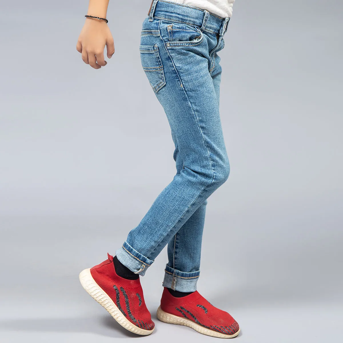 Skinny Denim Jeans - Mid Blue Wash