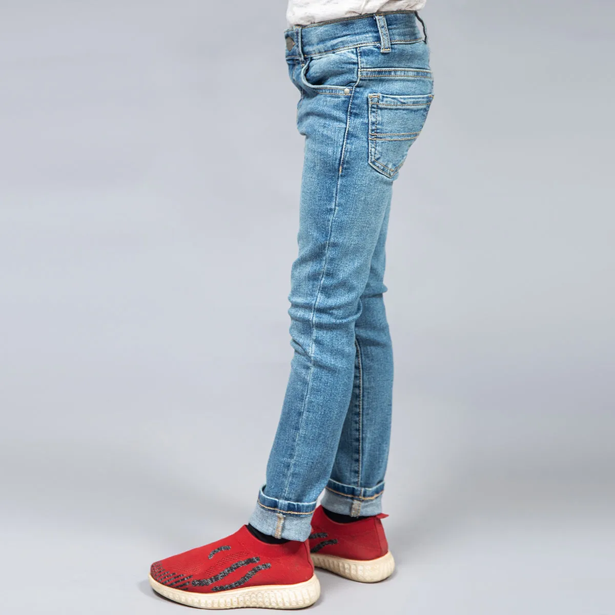 Skinny Denim Jeans - Mid Blue Wash