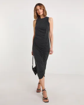 Sleeveless Jersey Ruched Midi Dress