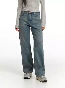 Solid Straight Leg Jeans CF407