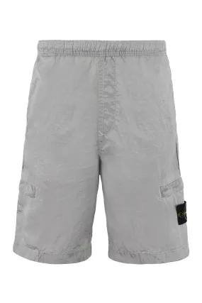 Stone Island Logo Patch Straight Leg Shorts