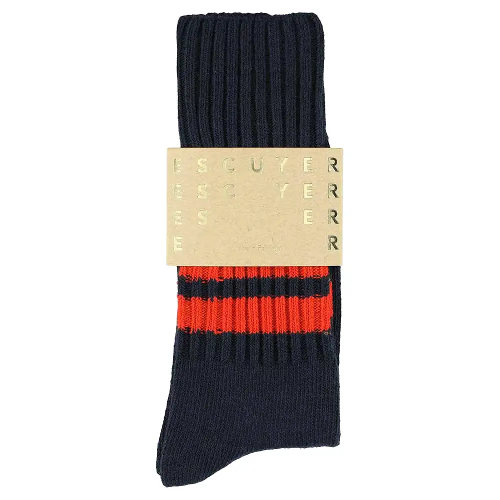 Stripes Crew Socks - Blue / Orange