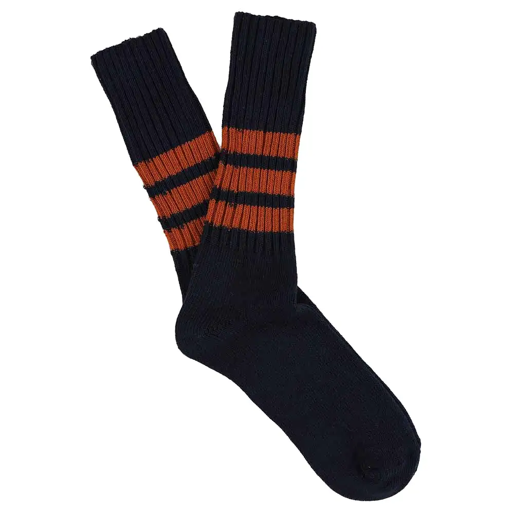 Stripes Crew Socks - Blue / Rust