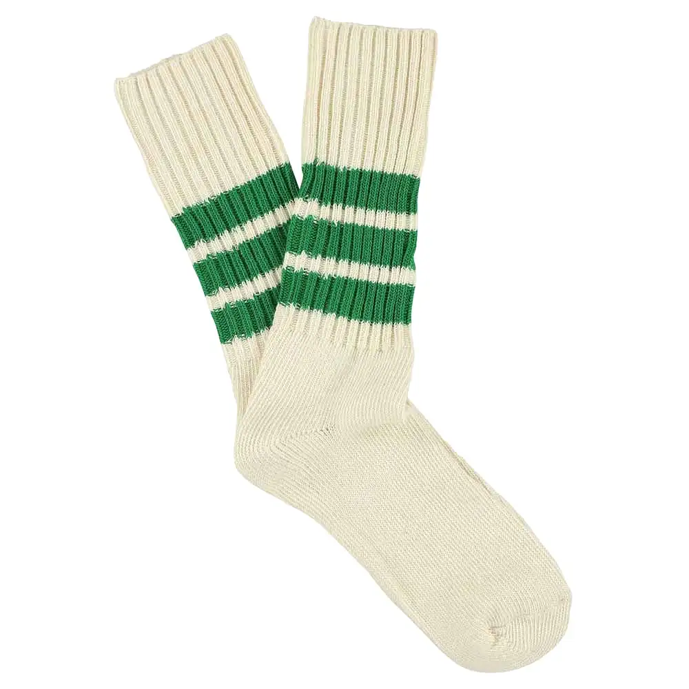 Stripes Crew Socks - Ecru / Green