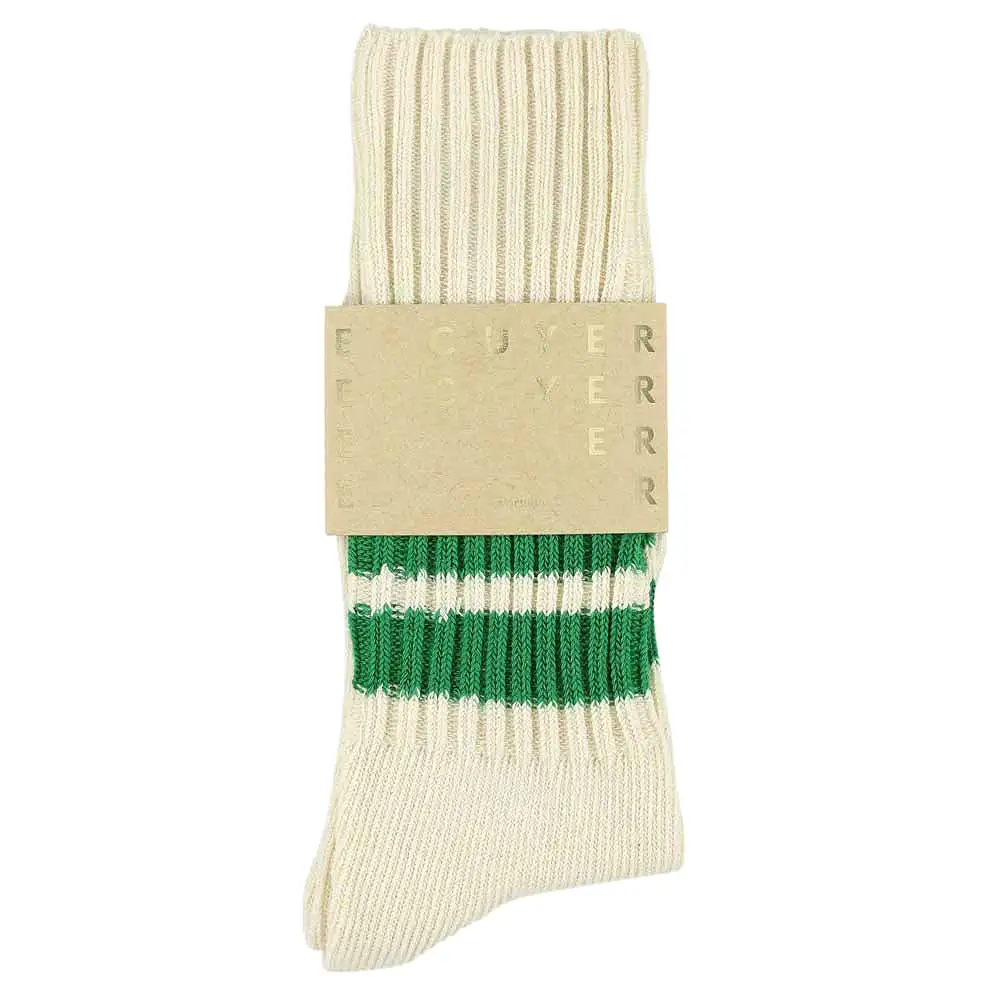 Stripes Crew Socks - Ecru / Green